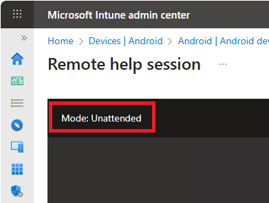 Screenshot of an unattended Remote Help session on Android