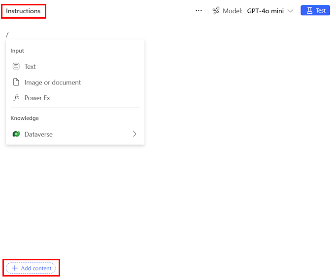 Screenshot of adding input.