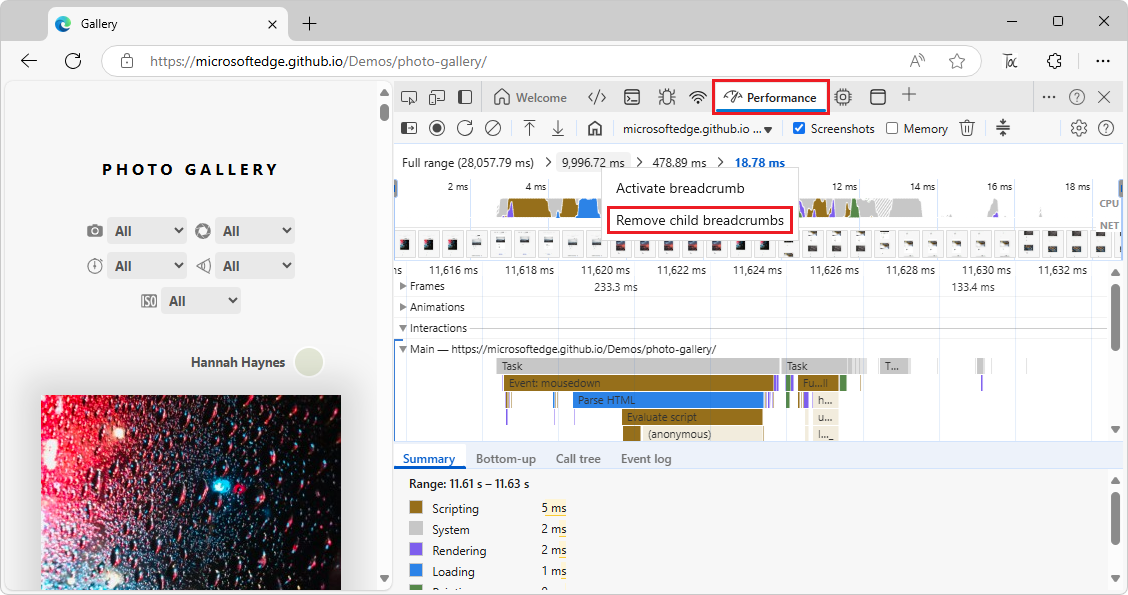 Removing the children of a breadcrumb