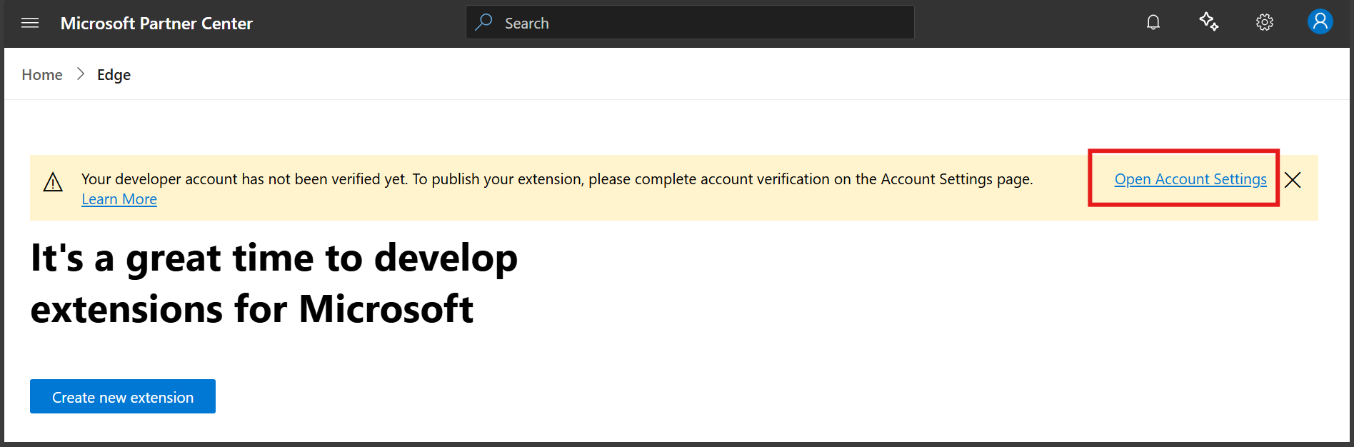 Open account settings