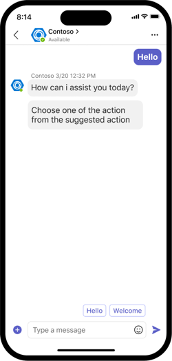 Image shows suggested actions in a personal chat in a mobile client.