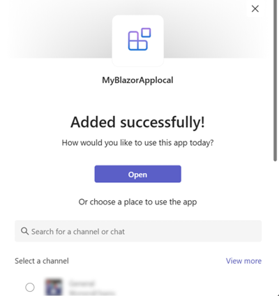 Screenshot of Blazor app with shared scope options.