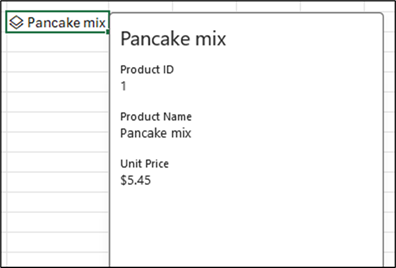 Data card for the Pancake mix data type, but no reference methods are listed.