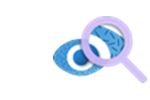 Illustration of an eye looking through a magnifying glass.