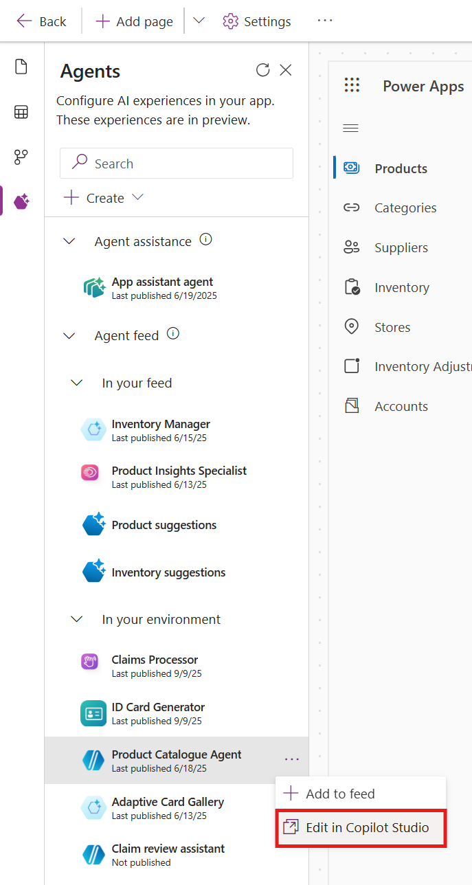 App Designer edit in Copilot Studio