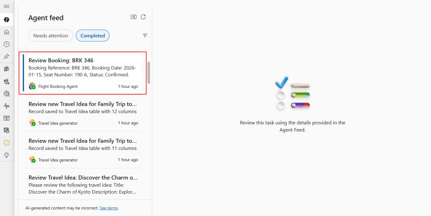 Agent feed request review tasks