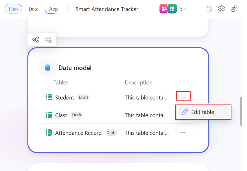 Edit a data table