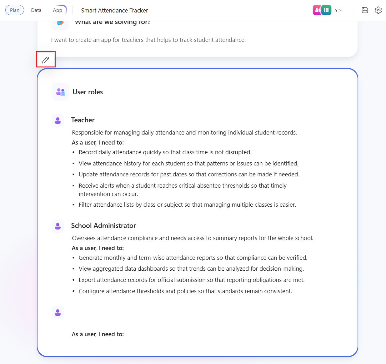 Select Edit to make edits to user roles