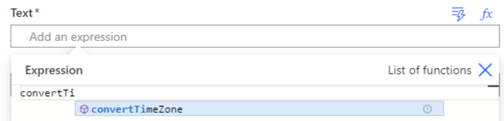 Screenshot shows that Power Automate has an expression function for converting the time zone.