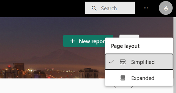Screenshot of Home showing where to select the Simplified display mode in the upper right corner.