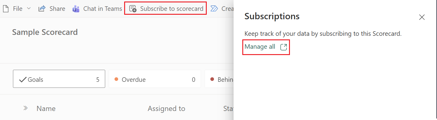 Screenshot showing manage all subscriptions.