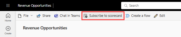 Screenshot showing Subscribe to scorecard.