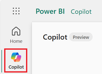 Screenshot of the left-navigation menu and the Copilot button.