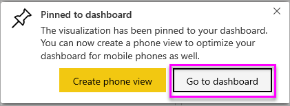 Screenshot of a success message, highlighting Go to dashboard.