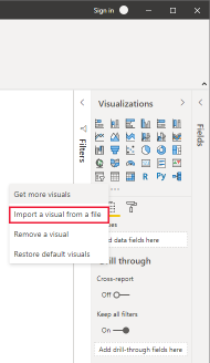 Screenshot that shows the option for importing a visual from a file.