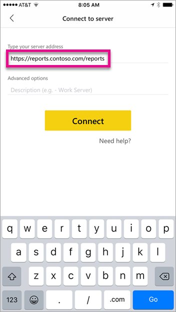 Screenshot showing Type the server address.