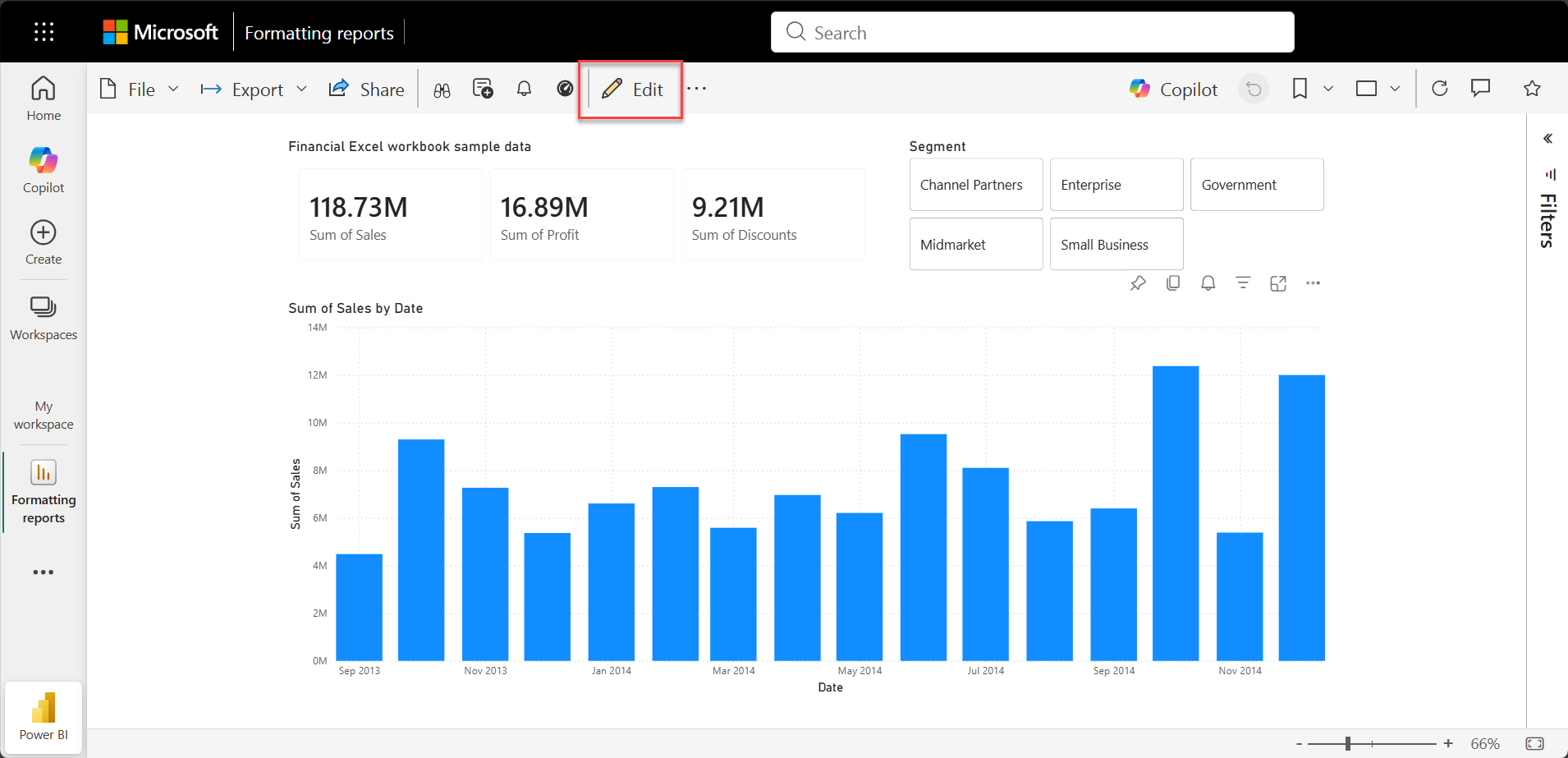 Screenshot of Edit in the menu bar.