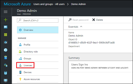 Assign a license with the Azure portal Assign a license with the Azure portal.