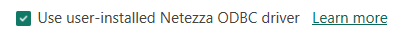 Screenshot of the use user-installed Netezza ODBC driver option in Power BI Desktop.