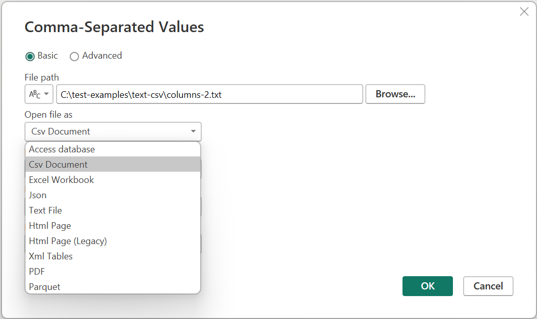 Changing the type of file.