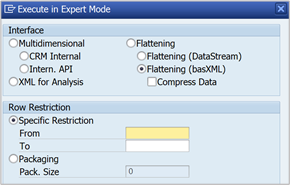 Screenshot that shows Flattening selected in Execute in Export mode.