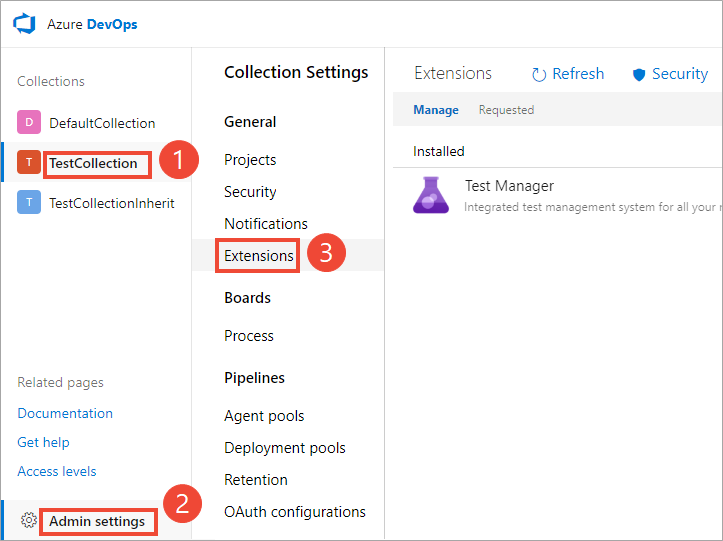 Open Collection>Admin settings>Extensions