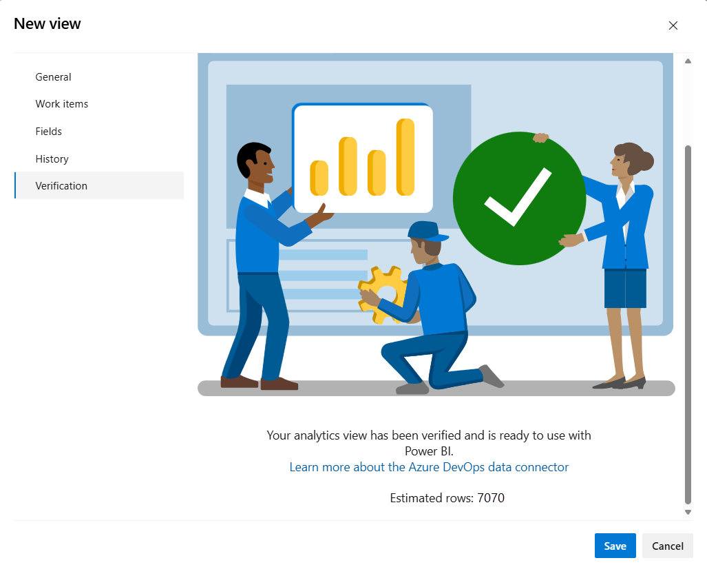 Screenshot shows the successful verification message, which includes an estimate of your row count.