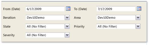 ProcGuid_BugTrendsFilters Filters for Bug Trends report
