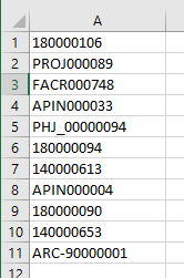 List of voucher numbers in Excel List of voucher numbers in Excel