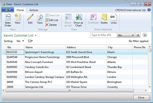 MicrosoftDynamicsNAVKevinsCustomerList Kevin's Customer List page