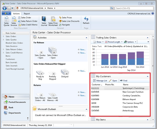 NAV_RoleCenter_ListPart RoleTailored client ListPart page example