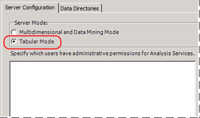 Setup page with Analysis Services config options Setup page with Analysis Services config options