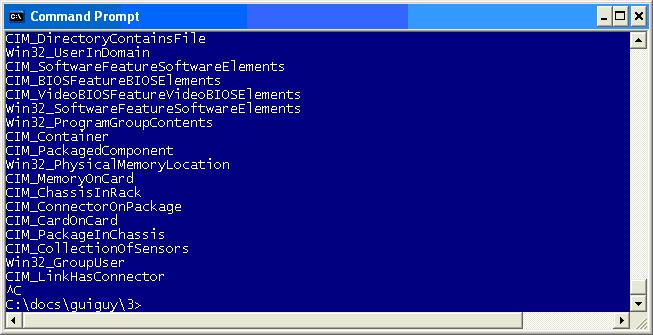 screenshot of cmdline output