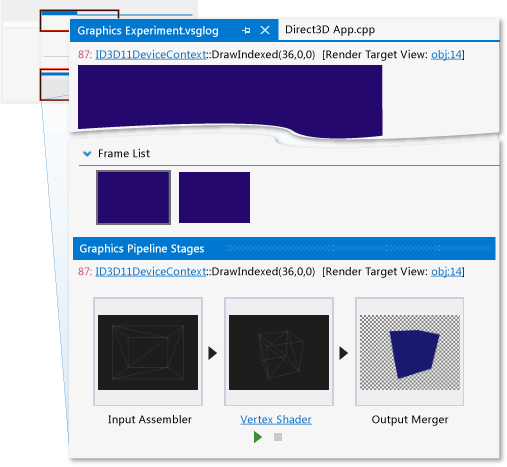 gfx_diag_demo_misconfigured_pipeline_step_2 A DrawIndexed event and its effect on the pipeline