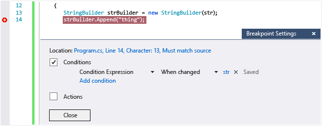 Vs_ide_gs_debug_breakpoint_conditional Visual Studio 2015 conditional breakpoint