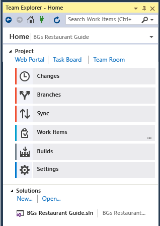 VS2015_TeamExplorer Visual Studio Team Explorer
