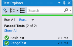 UteCpp12 Unit Test Explorer - Range Test passed