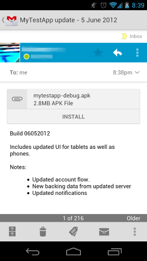 Install button for attachment