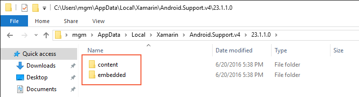 Create content and embedded folders in the 23.1.1.0 folder