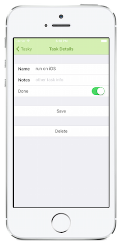 This screenshot shows an empty screen that demonstrates the Entry attribute setting the watermark text in the Name and Notes fields