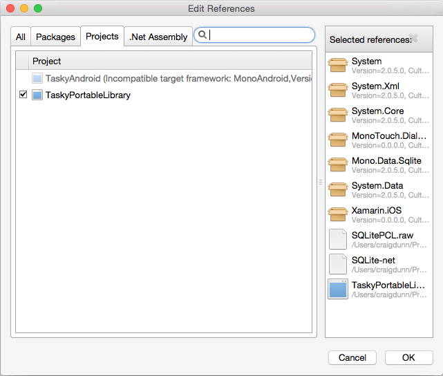 Add a reference to a PCL via Edit References option