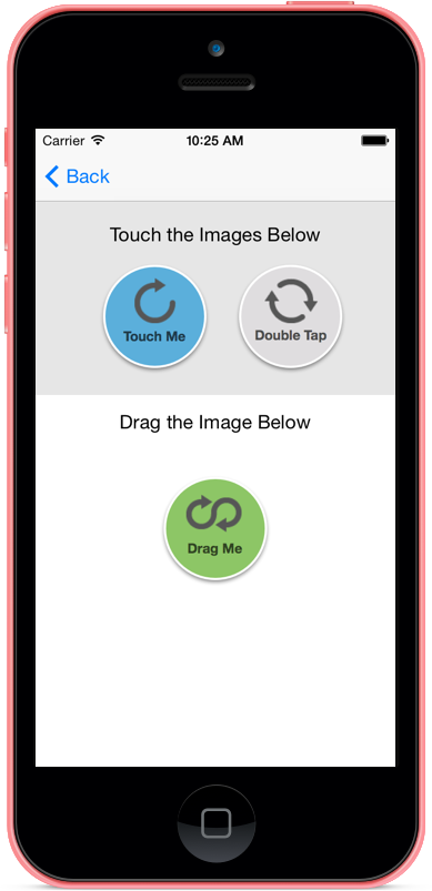 Sample app run with non-working buttons