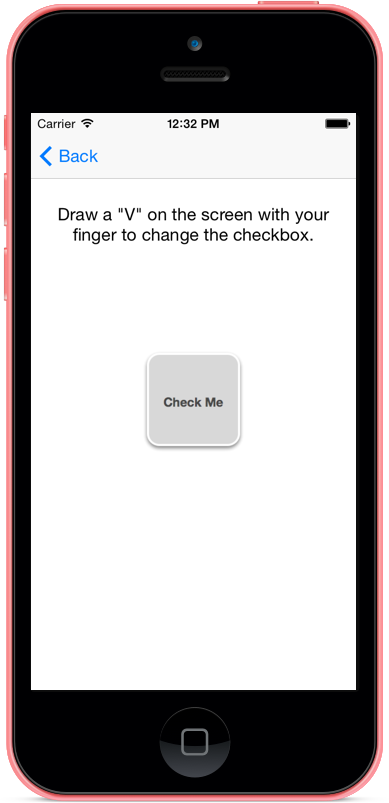 The app will recognize when the user draws a V on the screen