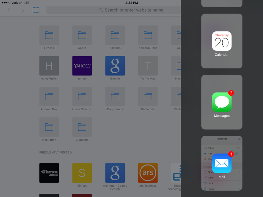 The Slide Over panel