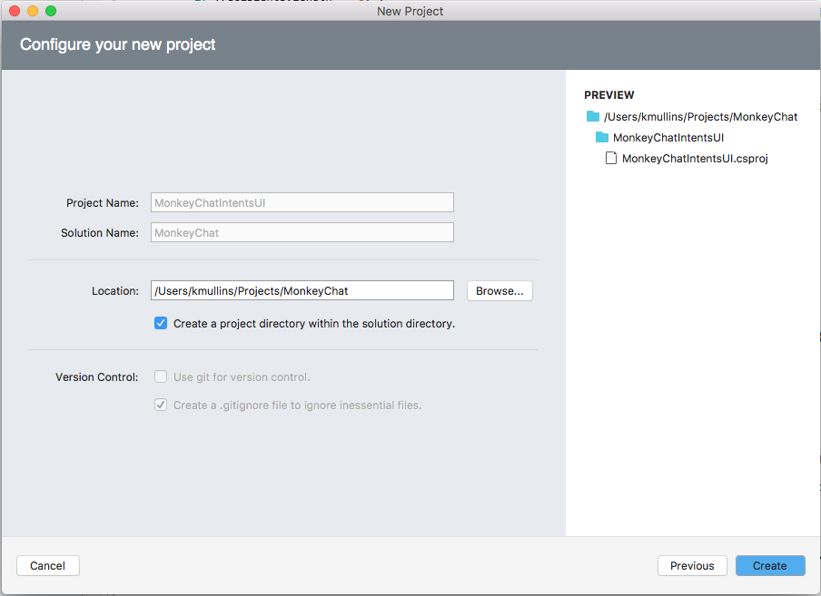 Add the Intent Extension to the apps solution in Visual Studio for Mac.