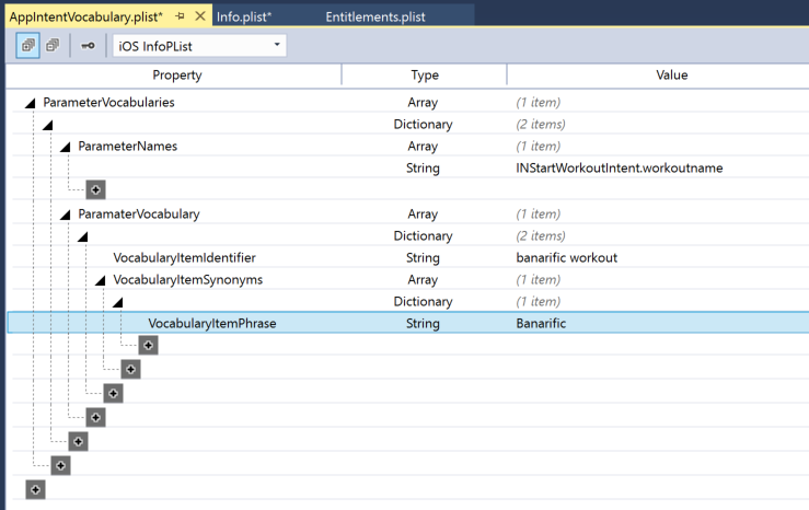 Add the VocabularyItemPhrase key with the Type of String and the term the app are defining