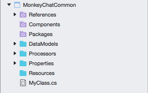 The DataModels and Processors folders in the Solution Explorer