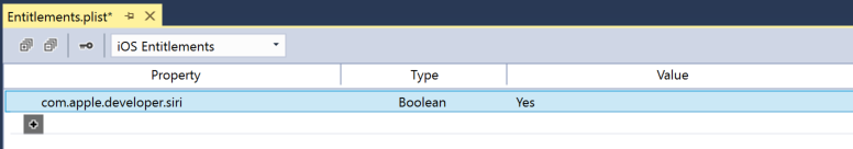 Add the com.apple.developer.siri Property