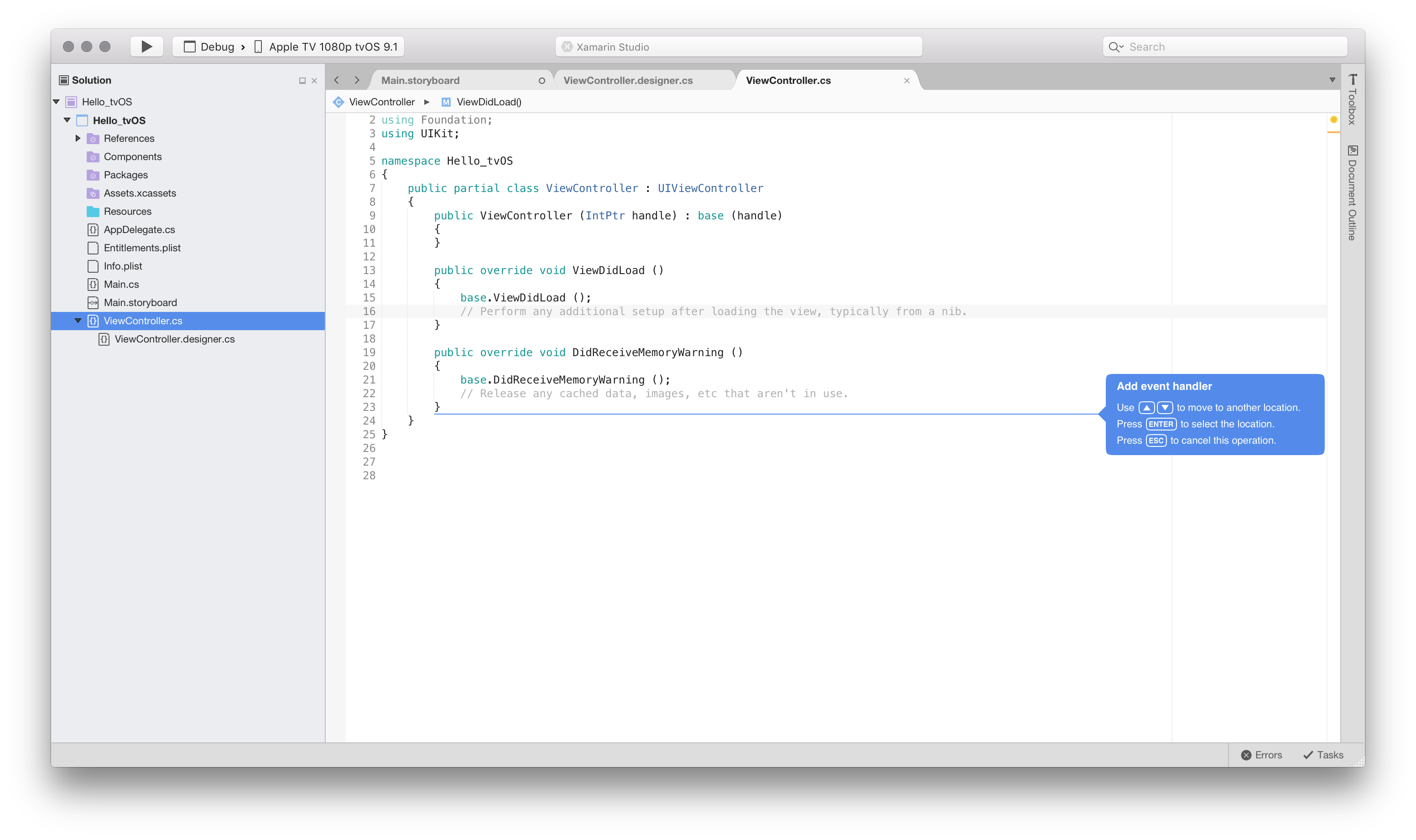 Setting the location