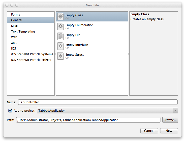Add the TabController class